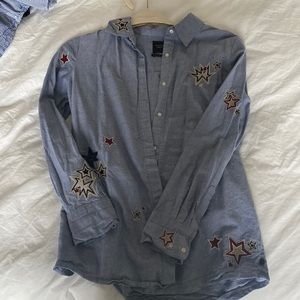 Blue star button down